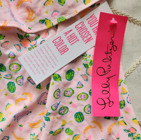 Lilly Pulitzer Off-Shoulder Pink Fruit Print Top | Size Small | NWT Summer Beach - Picture 4 of 5